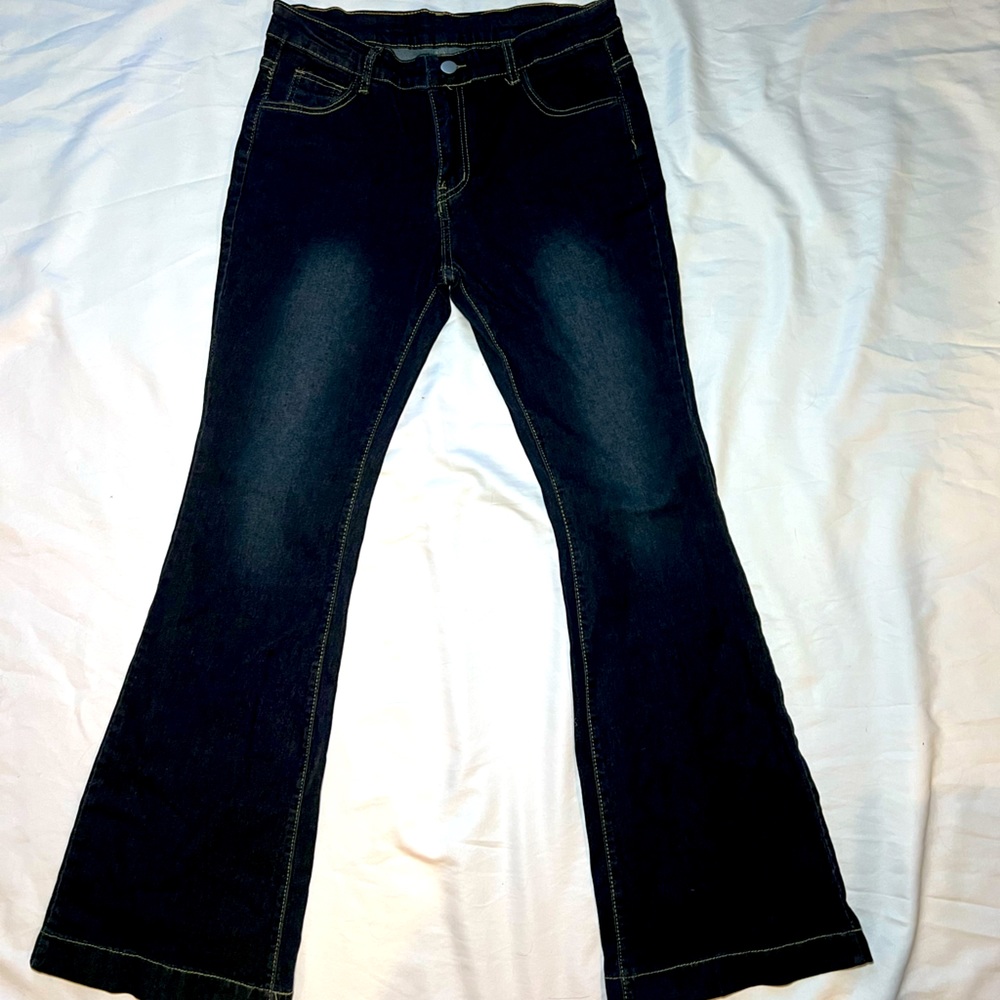 BRAND NEW Midrise Flare Y2K Dark Wash Denim Jeans BRAND NEW